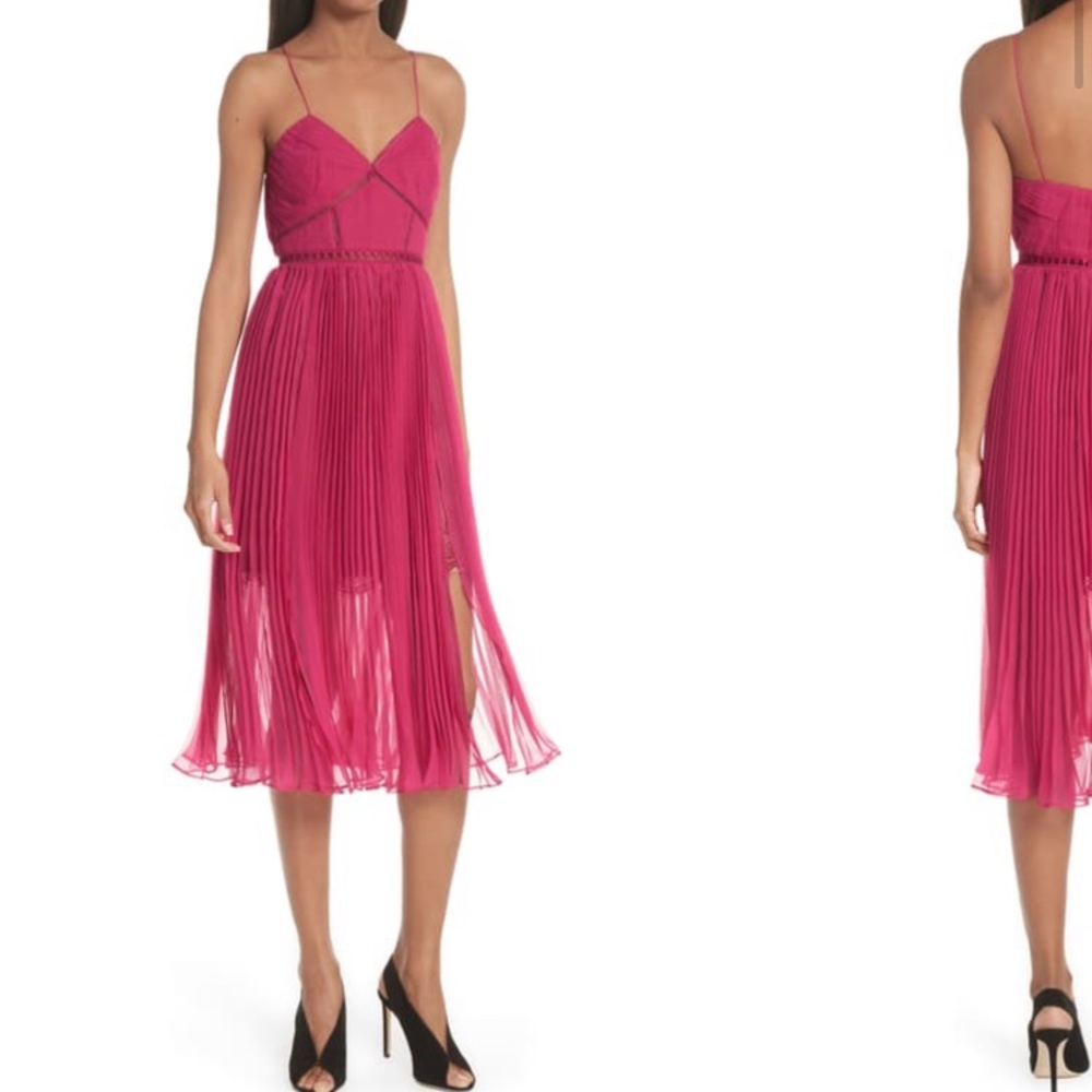 Self-Portrait Pleated Chiffon Dress